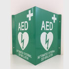 Beyaz Duvara Monte AED Duvar İşareti Yeşil Plastik Defibrilatör AED V İşareti Özel Alüminyum AED İşareti