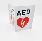 Üçgen Beyaz AED Duvar Tabelası, V Şekli Plastik İlkyardım AED İşareti
