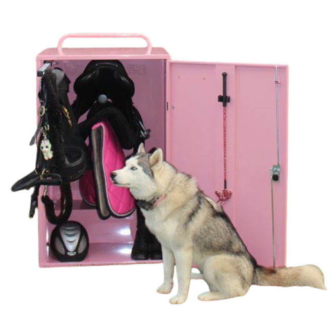 Horse Competition Metal Horse Saddle Trunk Box Steel Saddle Tack Locker Cabinet With Wheels