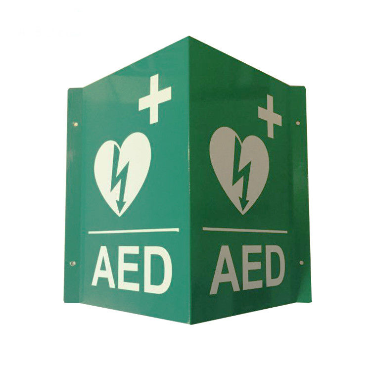 PVC Plastik 3 Yollu AED İşareti, Özel Baskı V Şekilli İlkyardım AED İşareti
